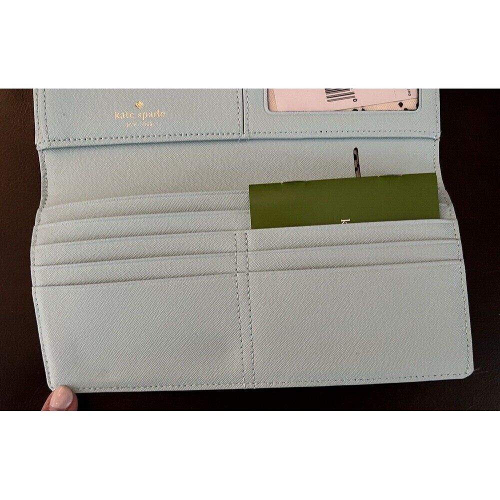Kate Spade Wallet Blue Snap Closure ID Slot & Zipper Pockets w Silver NEW - Picture 6 of 9